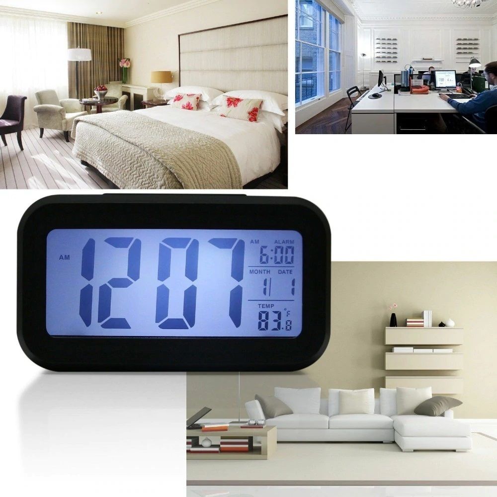 Digitaler Wecker LED Digital Digitaluhr Wanduhr Datum Temperatur 12h 24h USB 3D Alarm Clock Schlafzimmer Büro Dimmbar Zeit Uhr Schwarz Retoo