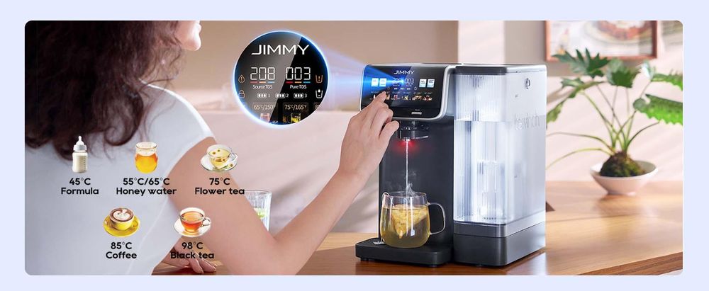 JIMMY Matrix M9 Pro: RO-Wasserfilter Umkehrosmose Tischgerät mit 3s Heißwasser, AquaLink, UV-C, Remineralisierung & PFAS Schutz