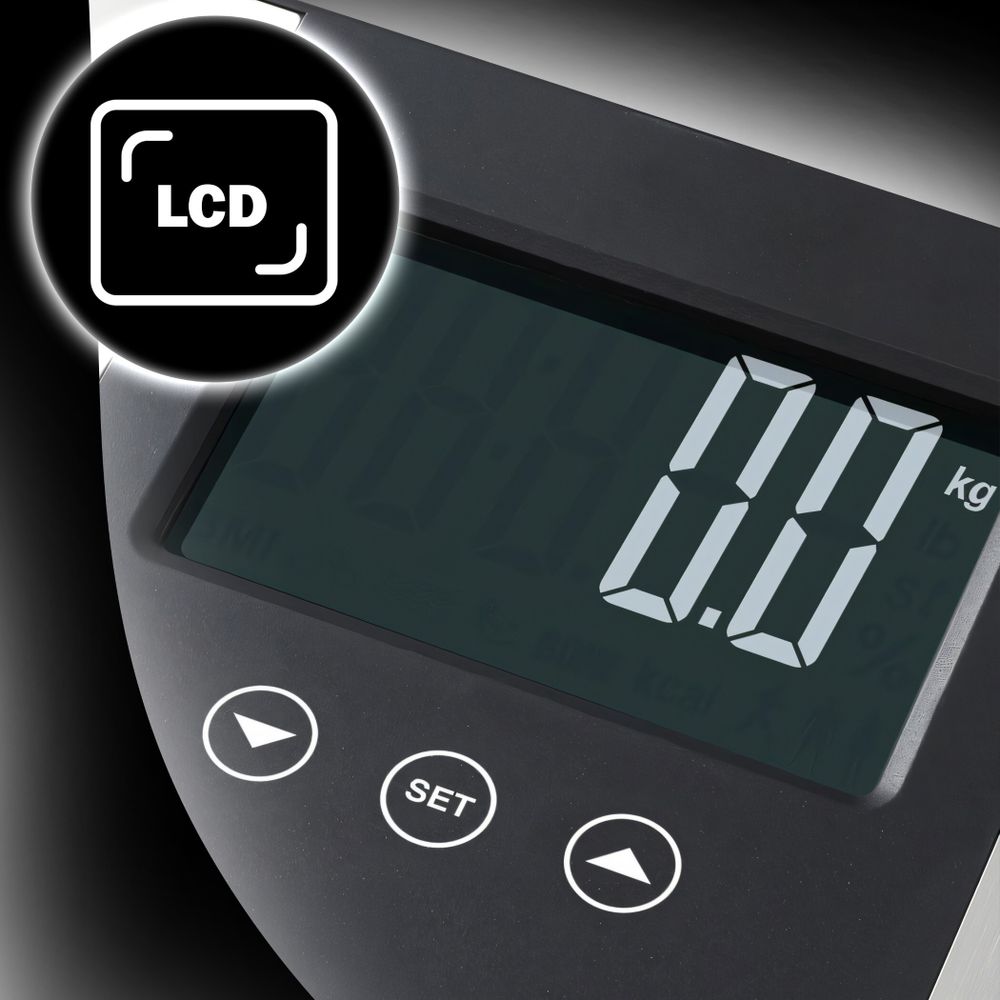 Personenwaage Digital mit BMI-Messung und automatischer Kalibrierung 225kg, Smart Diagnosewaage, Körperwaage für Körperanalysewaage Waage LCD Retoo
