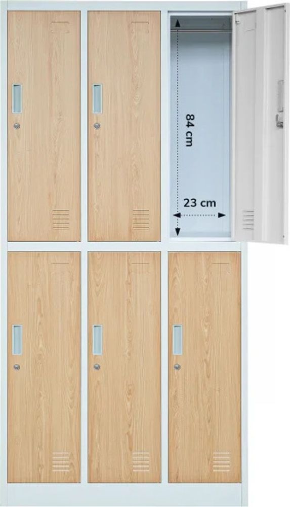 Schließfachschrank Spind Umkleideschrank weiß-holz 185x90x45