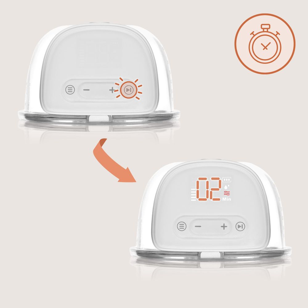 Lionelo Elektrische Milchpumpe Fidi Free Lumi Hands-free, 180 Min, 9 Modi, Beleuchtung, Speicher, Sterilisierbar, Display, Timer, 180ml Behälter