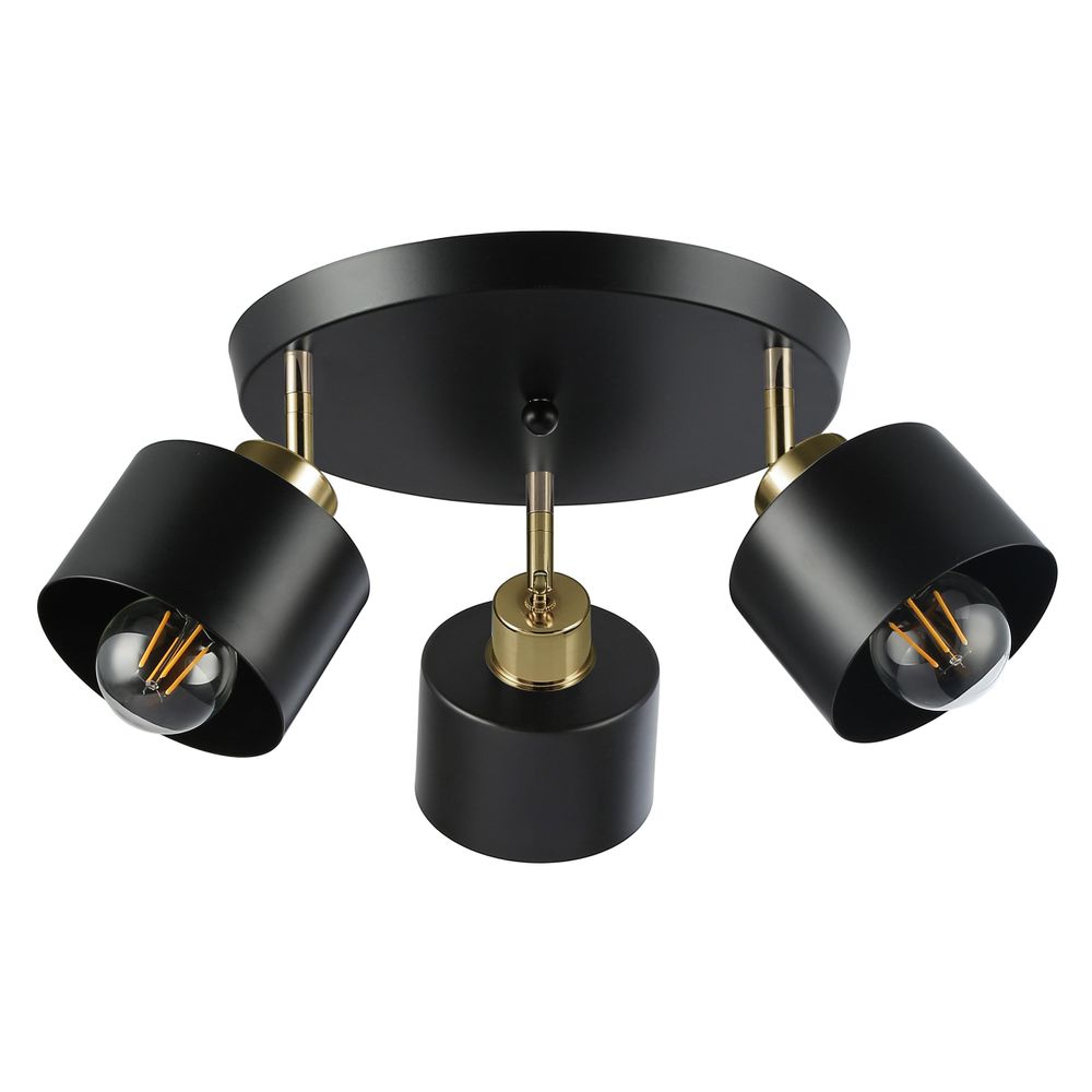 MasterLED Deckenstrahler – Ø 350 mm – 3x E27 bis 35W – IP20 – schwarz kupfer – deckenleuchte – deckenspot schwarz – Elza