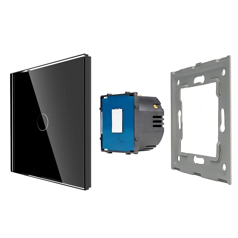 Glas Touch Lichtschalter Wandschalter – Touchscreen LED, Smart 2-Fach Schalter LED, Fernbedienungsfunktion, kratzfestes Design 86x86 mm Retoo