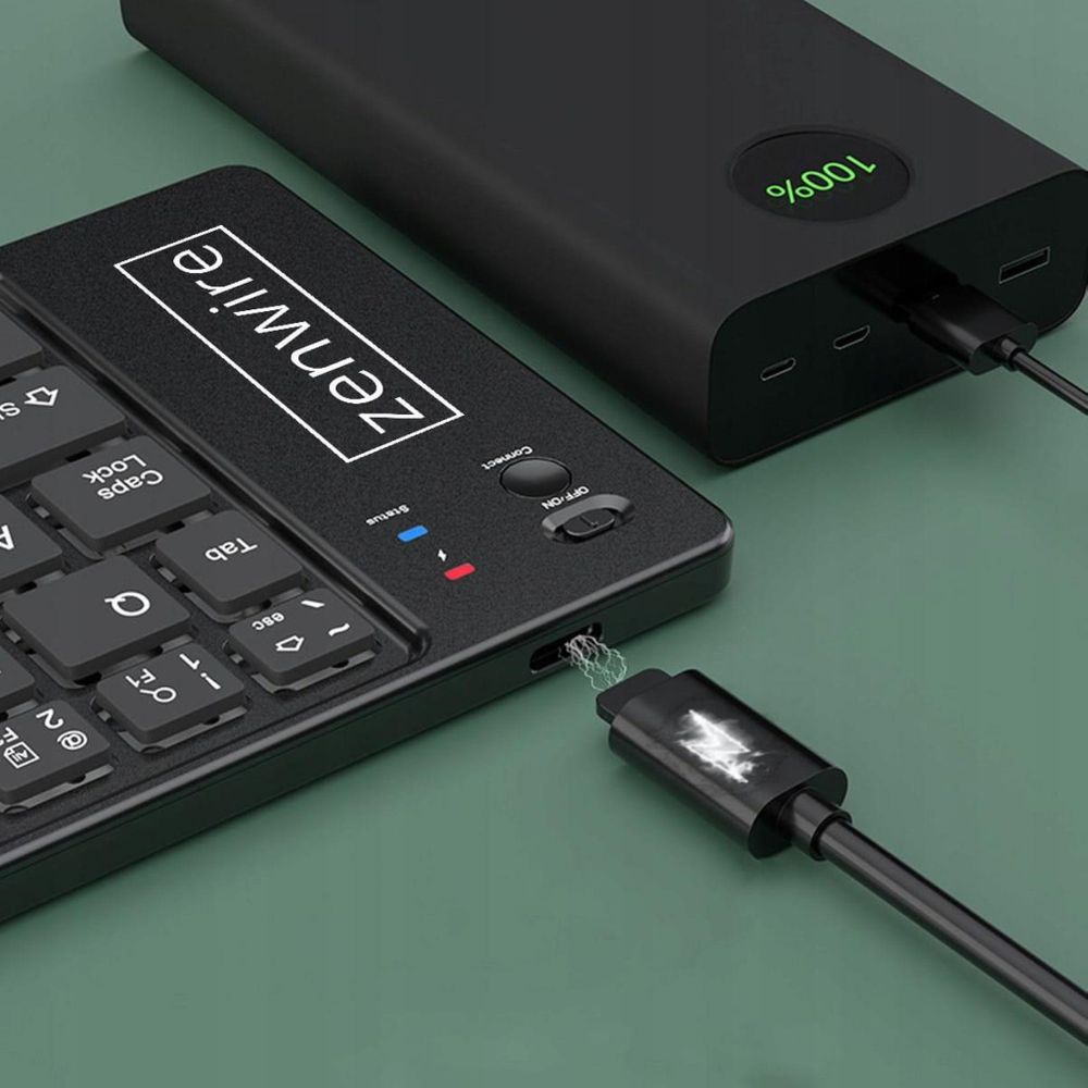 Składana mini klawiatura - bezprzewodowa - Bluetooth - do tabletów i smartfonów - USB-C