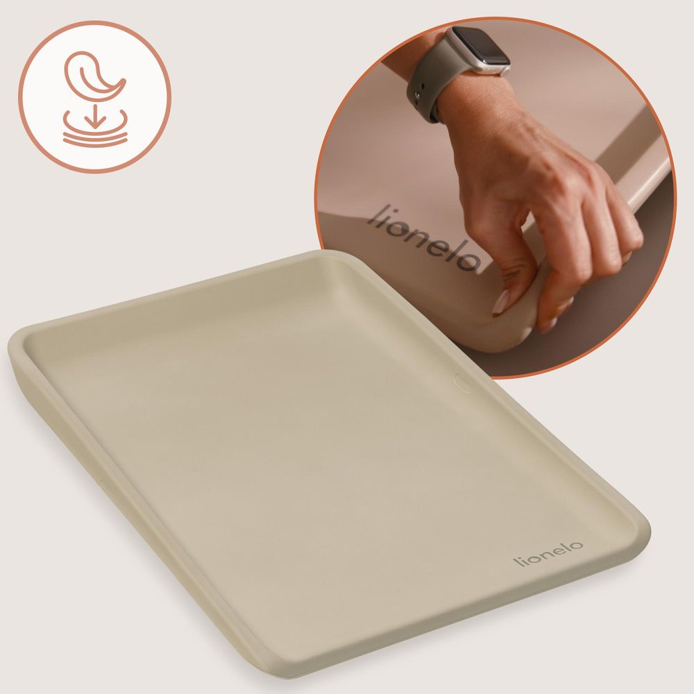 Lionelo Megs Wickelauflage 50x70 cm, wasserdicht, abwaschbar, rutschfest, weicher PolyurethanSchaum, sicher, für Wickeltische, Designer Beige