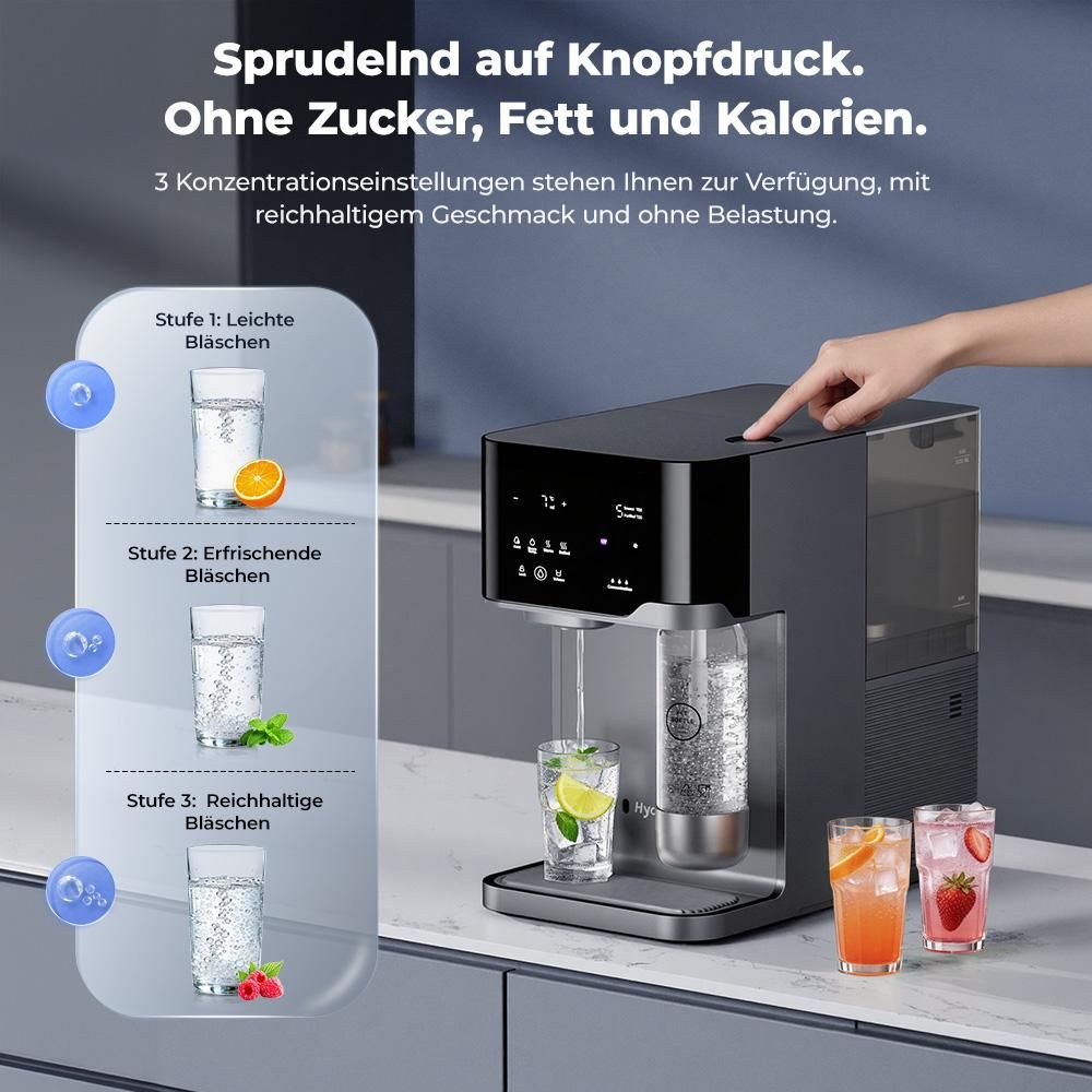 Hydrofast C300 RO Arbeitsplatten-Wasserreiniger, Eis- und Sprudelwasserspender, 6-stufige Filterung mit UV-Sterilisation, Eiswasser und Sprudelwasser