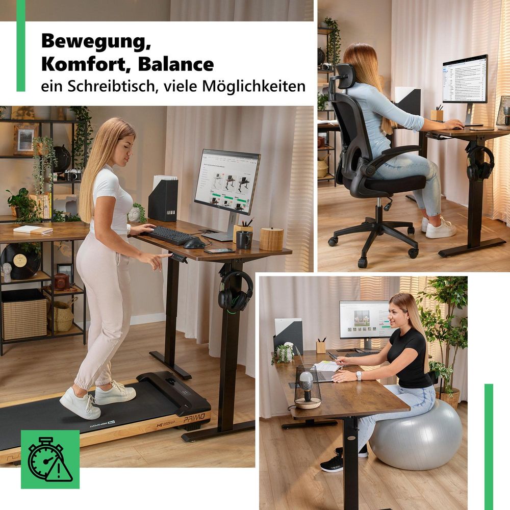 di volio Eckschreibtisch rechts Montaro – elektrisch, höhenverstellbar, braun