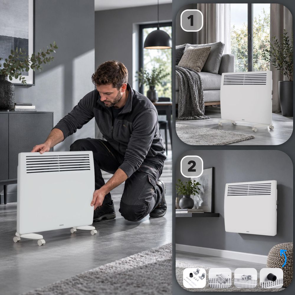 EBERG VECTO 1kW Grzejnik konwektorowy 1000 W Termostat Biały