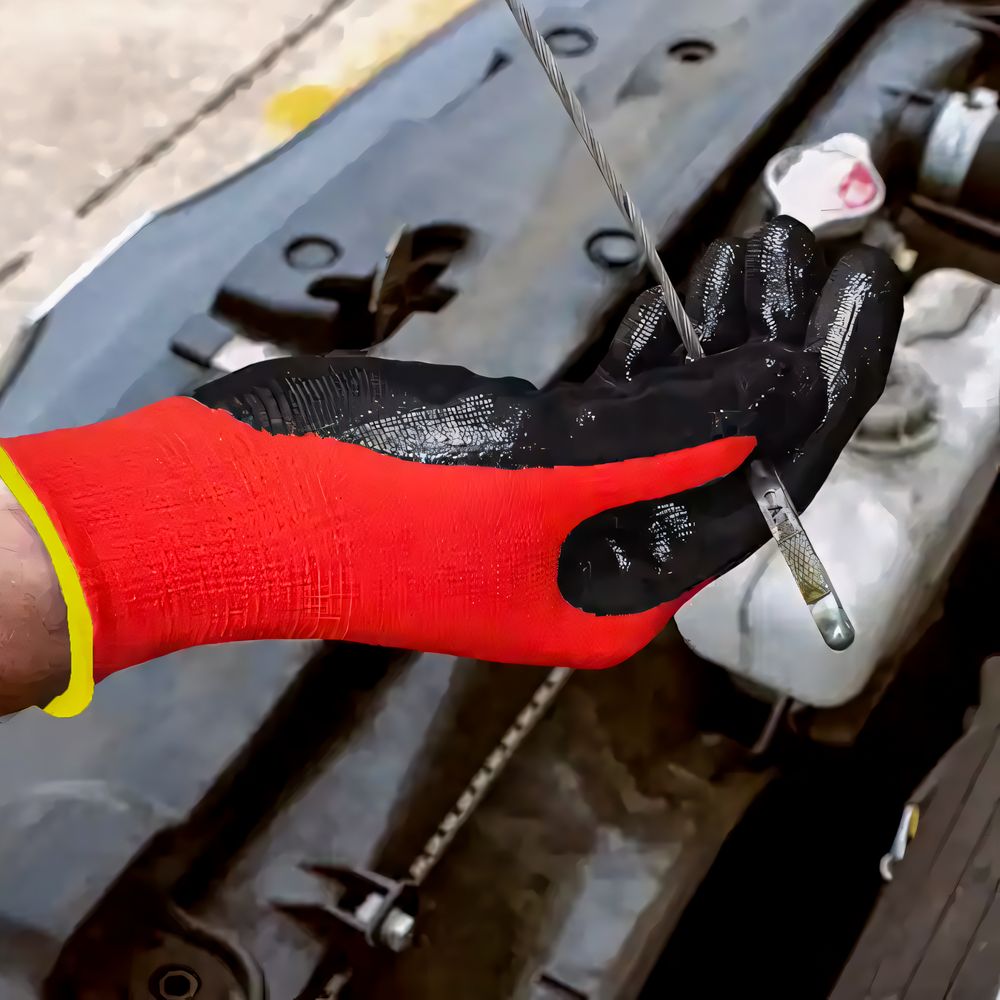 10 Paar Arbeitshandschuhe, Gartenhandschuhe, Einheitsgröße für Herren & Damen, Work Gloves für Arbeit & Garten mit Latexbeschichtung Rot Retoo