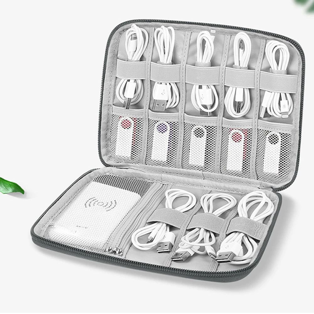 Universal Kabel Organizer Tasche Reise Elektronische Kabeltasche Elektronik Tasche Elektronik-Organizer Kabel Zubehör Festplatte Powerbank Grau L Retoo