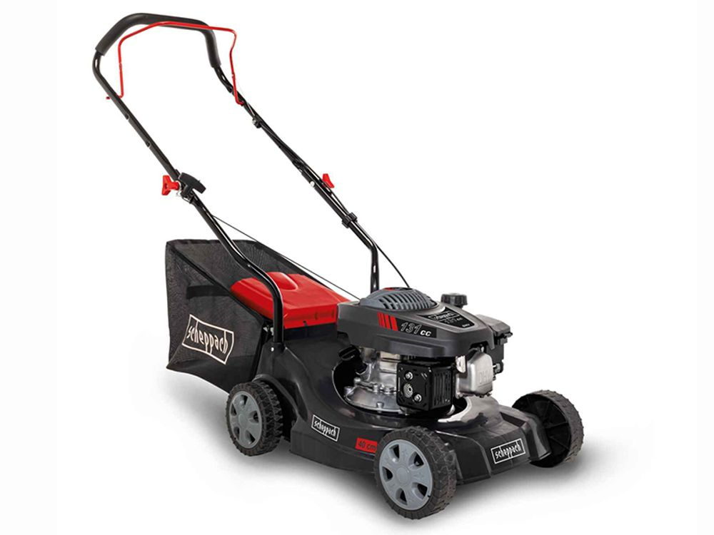 Scheppach Rasenmäher Benzin MP132-40 | 3,3 PS Leistung | 40cm Schnittbreite | 3-fache Schnitthöhenverstellung | 35 Liter Fangkorb | leicht
