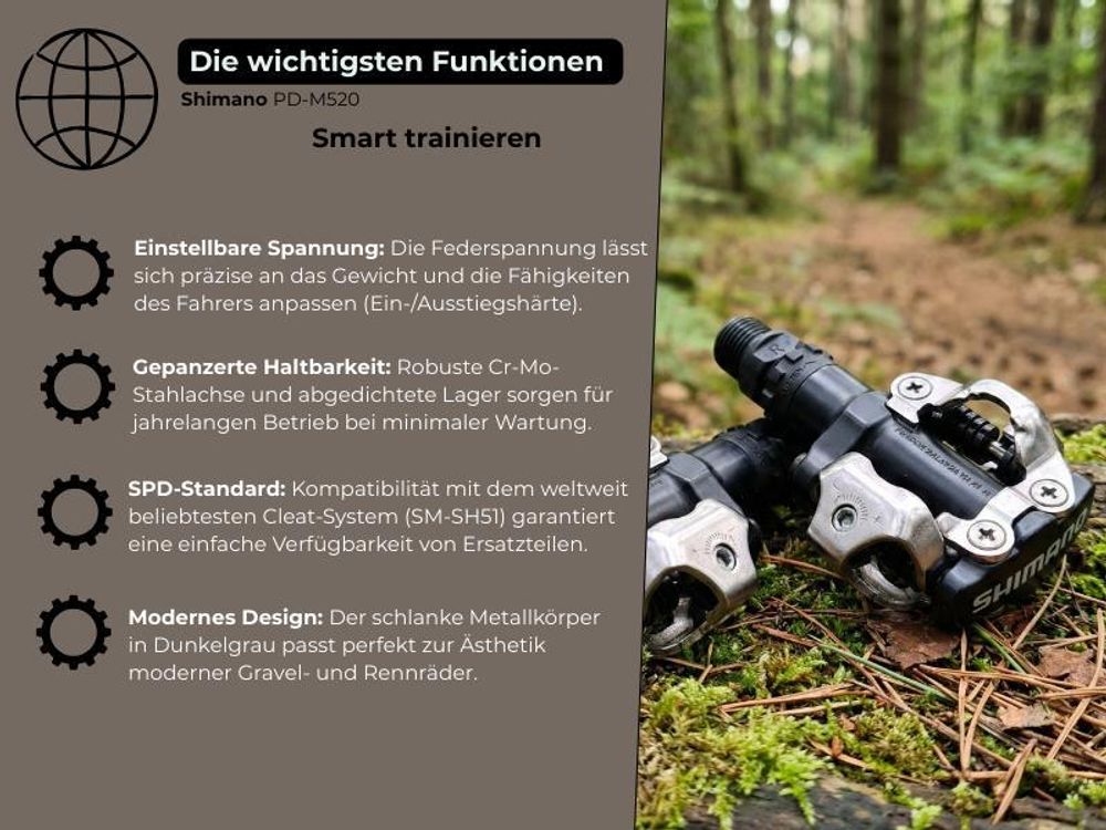 Shimano PD-M520-L, Schwarz, 380 g, 2 Stück(e)