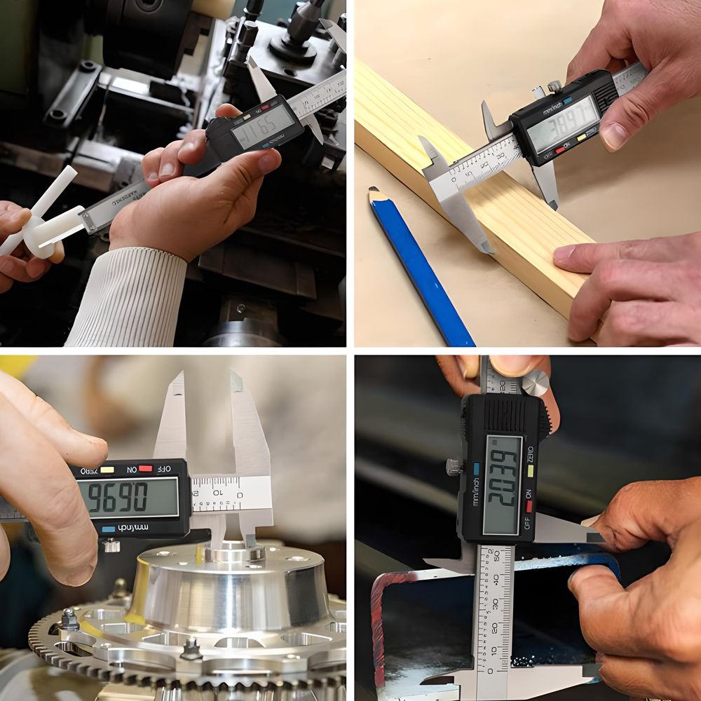 Digitaler Messschieber aus Edelstahl 150mm Digital Meßschieber Schieblehre Ersatzbatterie Spritzwasserdicht LCD Bildschirm Innen- Außen Retoo