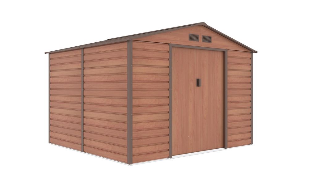 Brązowy domek ogrodowy G21 GAH 706 jest idealny do przechowywania narzędzi.