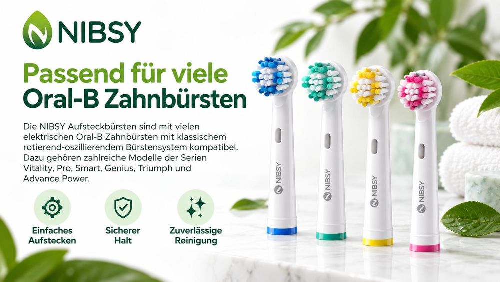 NIBSY Ersatzbürsten passend für Oral-B Vitality Pro Smart Genius und Triumph