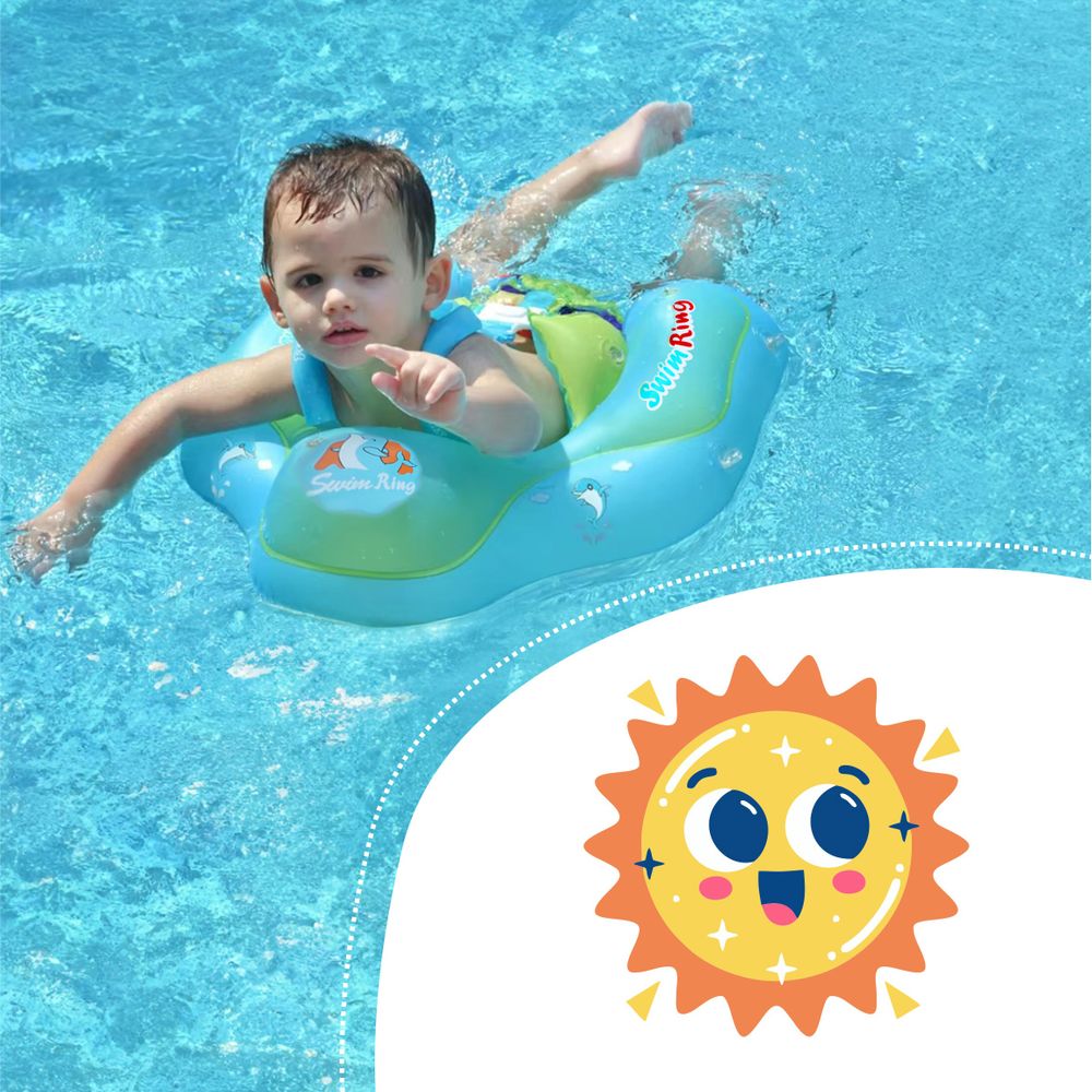 AUFBLASBARER SCHWIMMRING Boot für KINDER Sitzring mit DACH Pumpe – blau