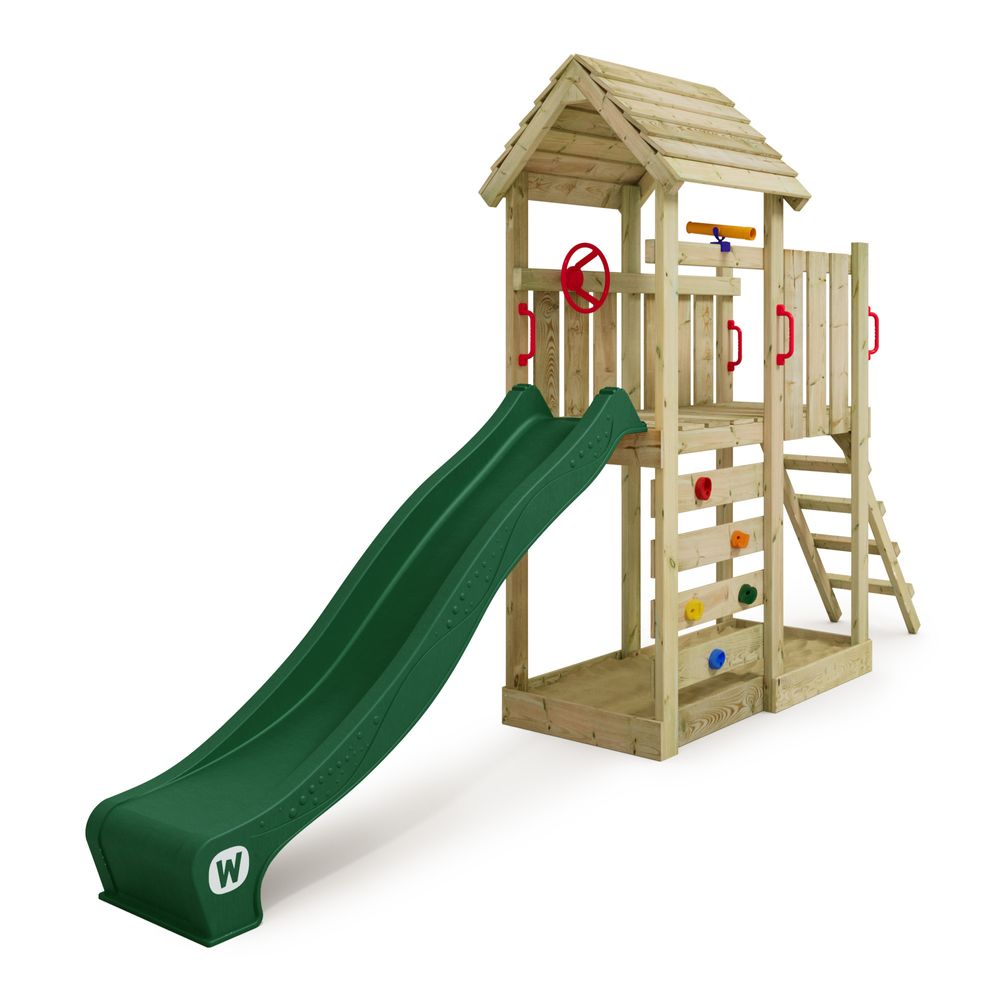 Spielturm Wickey JoyFlyer mit Rutsche und Kletterwand in Grün