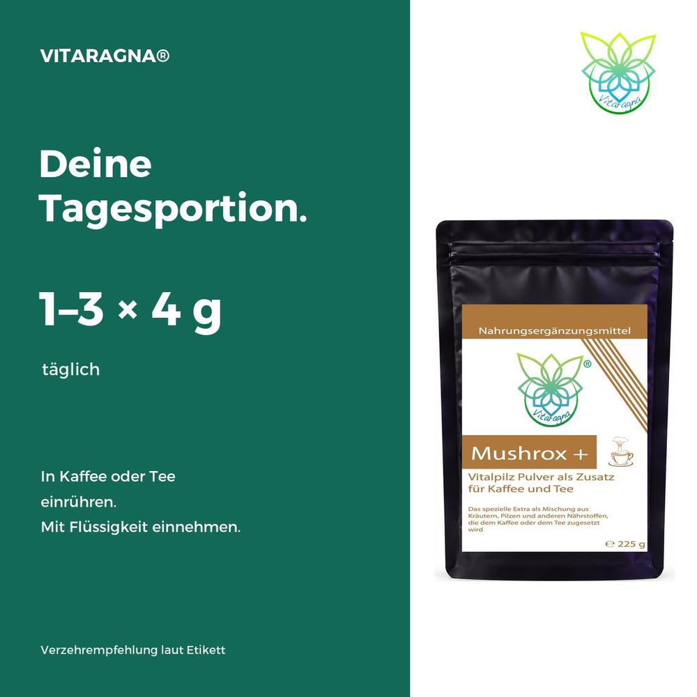 Mushrox Plus – Verzehrempfehlung laut Etikett