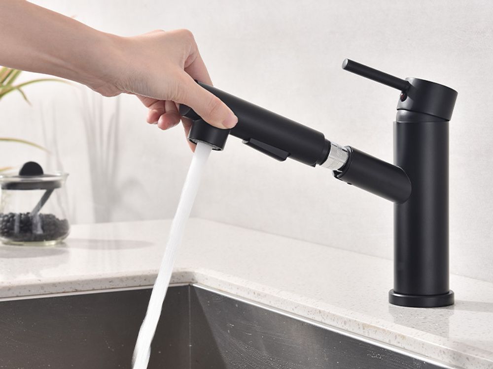 Wasserhahn Küche HOMELIVE 360°Schwenkbar Armatur Küche mit Brause Zwei Wasserstrahlarten Mischbatterie Küche Schwarz Spülarmaturen Küche Einhebel