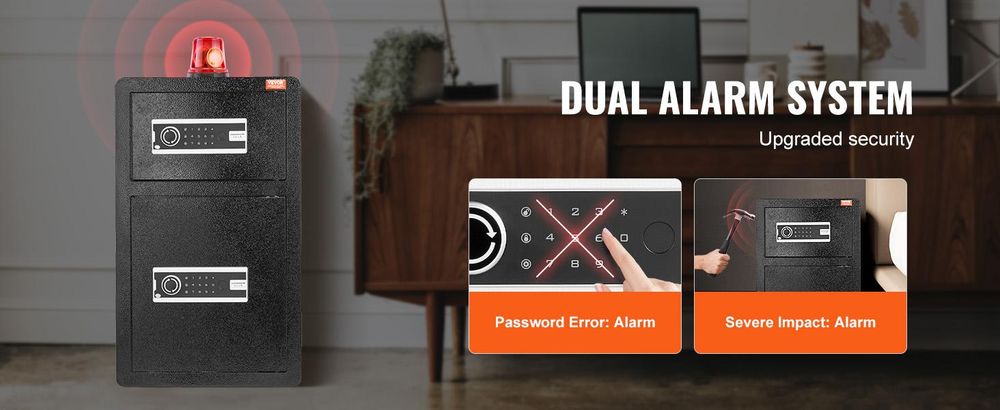 VEVOR Doppeltüren 7,2 cu.ft Safe Box mit Schlüsselverschluss & Passwort, Safe Lock Box mit feuerfestem Beutel, Schlüsselablage, LED-Licht und 2 höhenverstellbaren und abnehmbaren Trennwänden für Geld, Dokumente, Schmuck und Wertsachen, Schwarz, 127L