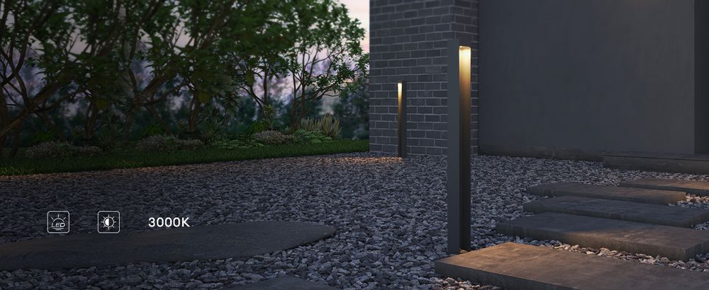 doporro Wegeleuchte Außen IP65 Gartenleuchte Mit Strom Und 5W LED 3000K 40 cm Outdoor Stehlampe Für Terrasse Gartenweg Einfahrt Sandgrau BaldersLights