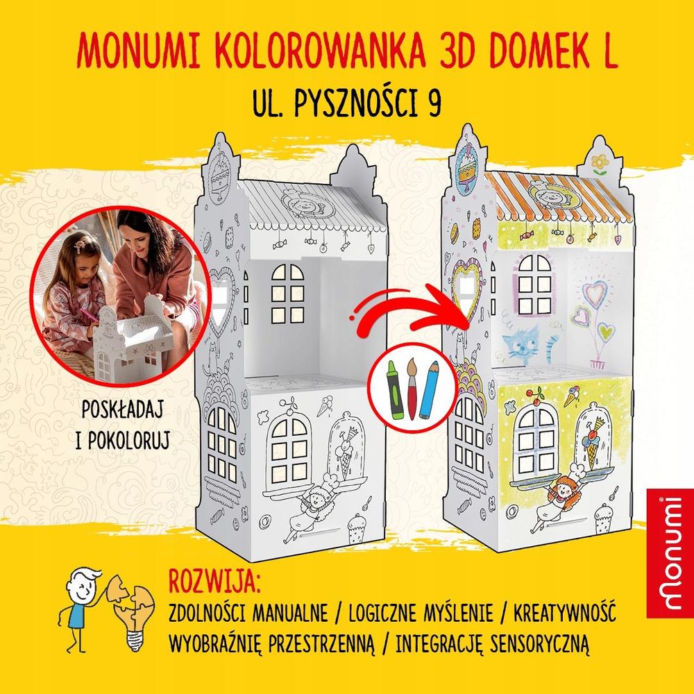 Domek 3D z kartonu cukiernia 70 cm Monumi ul. Pyszności do kolorowania, zdjęcie 8