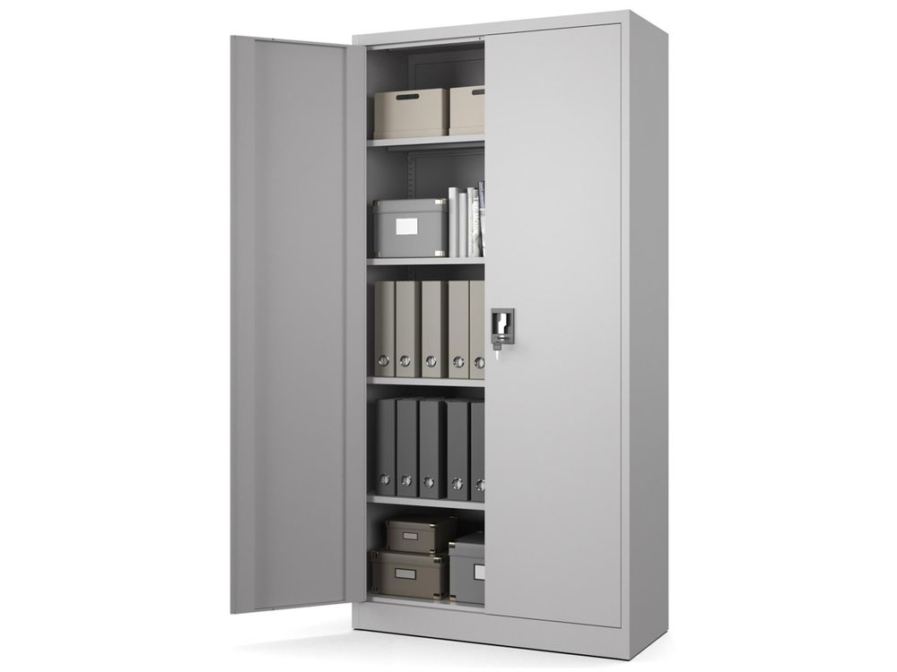 Muralo Metallschrank für Büro AKTENSCHRANK für Dokumente und Ordner – Stahlschrank – Anthrazit – abschließbar 90x40x185cm