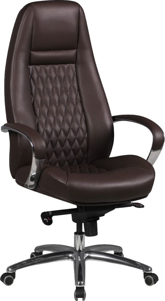 FineBuy AUSTIN Bürostuhl Braun Echtleder Schreibtischstuhl ergonomisch Chefsessel edel Drehstuhl höhenverstellbar