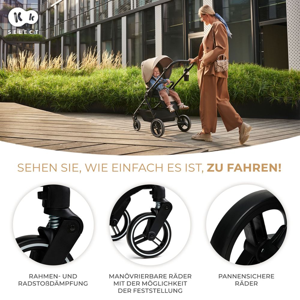 Kinderkraft YOXI - Kinderwagen bis 27 kg - leicht - wendig - pannensichere Räder - TRAVEL SYSTEM - verstellbare Rückenlehne - Grün