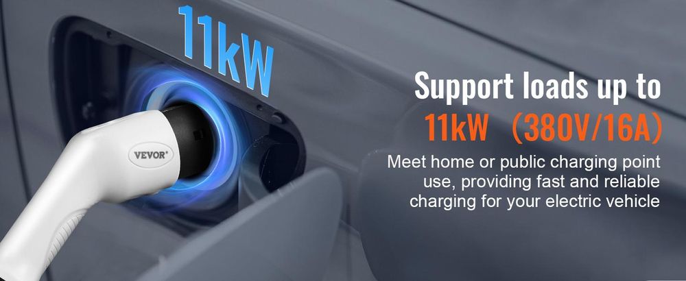 VEVOR Typ 2 zu Typ 2 EV-Ladekabel, 32Amp, 7kW 5 Meter Einphasen-Elektrofahrzeug-Ladekabel, IP66 wasserdicht mit Tragetasche, für IEC62196 EV & Plug-in-Hybrid-Elektrofahrzeuge, CE&TUV, 11 kW, 5 m-a