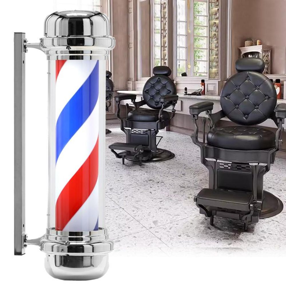 Poteau de barbier Lumineuse et pivotante avec sphère Lumineuse pour coiffeurs 100 Cm