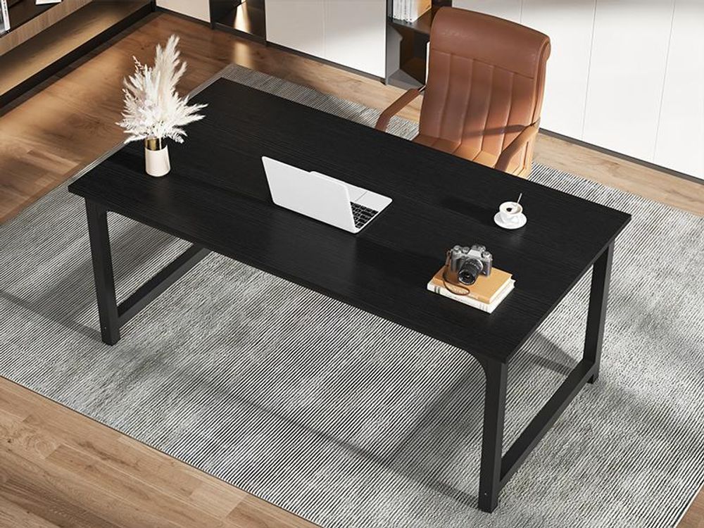 Tribesigns Moderner Computertisch, 160 x 80 cm großer Bürotisch Computertisch Studie Schreibtisch Arbeitsplatz für Home Office, Schwarz