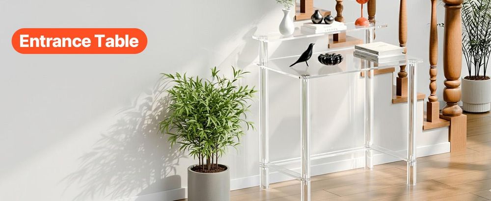 VEVOR Acryltisch Computertisch 2-stufiger Bürotisch mit Monitorständer, moderner Schreibtisch (60 kg belastbar) für Schlafzimmer Büro Arbeitszimmer Garderobe, 50 x 80 x 88 cm (transparent)