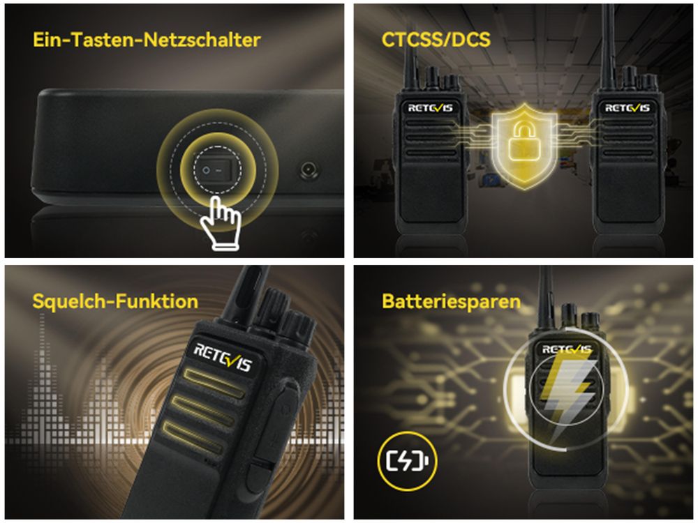 Retevis RT617 Funkgeräte Set, 6 Wege Lade Walkie Talkie, Herausnehmbarer Steckplatz, Ladekontrollleuchte, VOX, PMR Walki Talki für Kirche, Hersteller