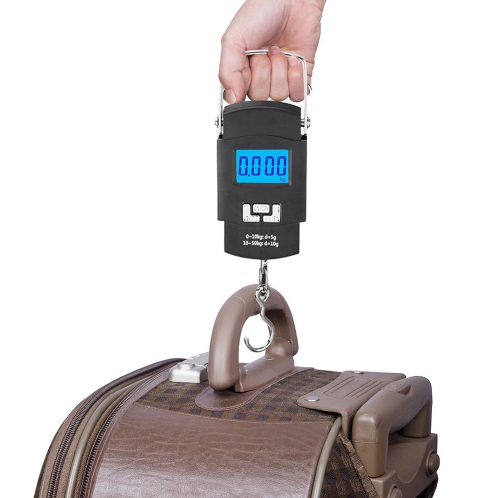 Digitale Kofferwaage Waage LCD Anzeige Gepäckwaage Fischwaagen Hängewaage Handwaage Großem LCD-Anzeige Reisewaage bis 50kg Reisen Gepäck Schwarz Retoo