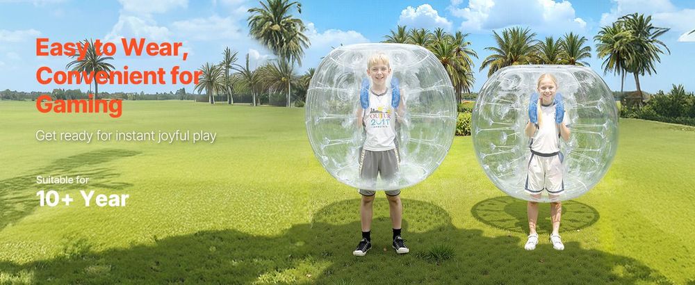 VEVOR Aufblasbare Bumper Balls 2er-Pack, 4FT/1.2M Körper Sumo Zorb Bälle für Teenager & Erwachsene, 0.8mm dicke PVC Menschliche Hamster Bubble Bälle für Outdoor-Teamspiel, Bumper Bopper Spielzeuge für Garten, Hof, Park, 2 Stück-Transparent