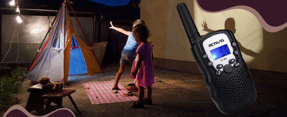 Retevis RT388 Walkie Talkie Kinder, Spielzeug ab 4-12 Jahre, Funkgerät mit Taschenlampe VOX DCS/CTCSS, Geschenke Kinder für Camping Spielen