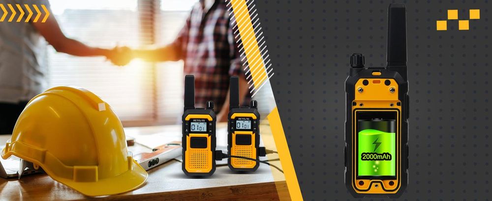 Retevis RB648 Wytrzymałe krótkofalówki, wodoodporne radio IP67, podwójne PTT, ładowanie 2000 mAh typu C, awaryjne krótkofalówki dla dorosłych na plac budowy (2 szt.)
