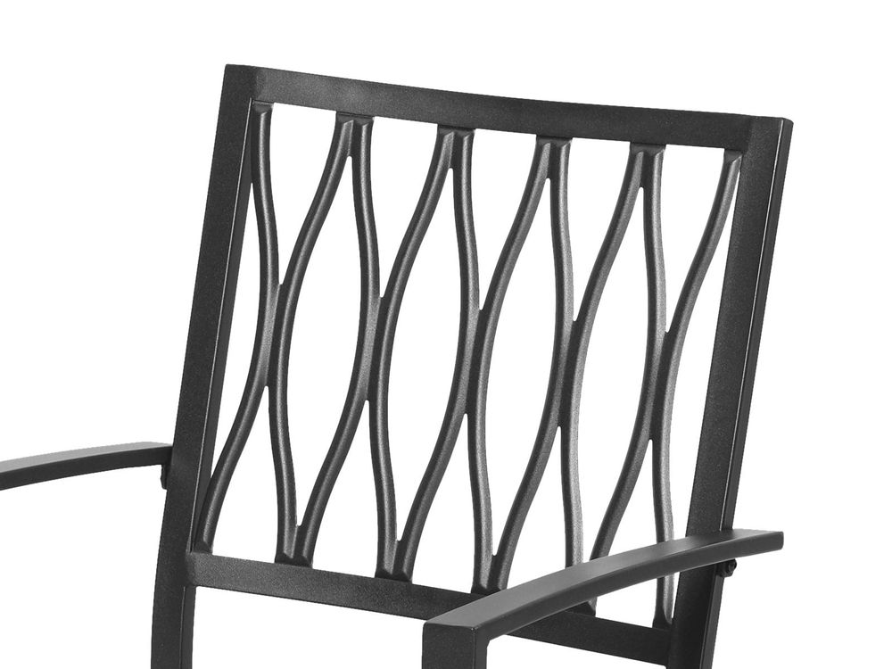 Stapelbare Gartenstühle 2er Set, pulverbeschichtetes Eisen, Schwarz