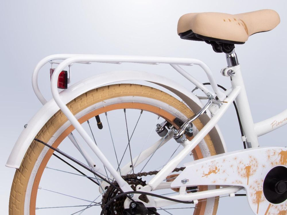 SUN BABY Flower Bike Bicicletta per bambine da 20 pollici, per bambini dai 6 anni in su, cambio Shimano a 6 marce, freni V-brake, portapacchi, catarifrangenti