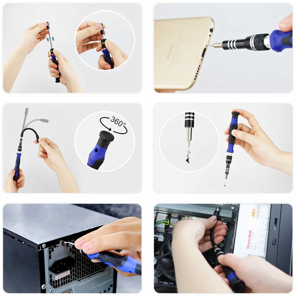Torx Schraubendreher Set 75-tlg Präzisions Schraubenzieher Bit Reparatursatz Feinmechaniker Feinmechaniker Werkzeugset Laptop Handy Schwarz Retoo