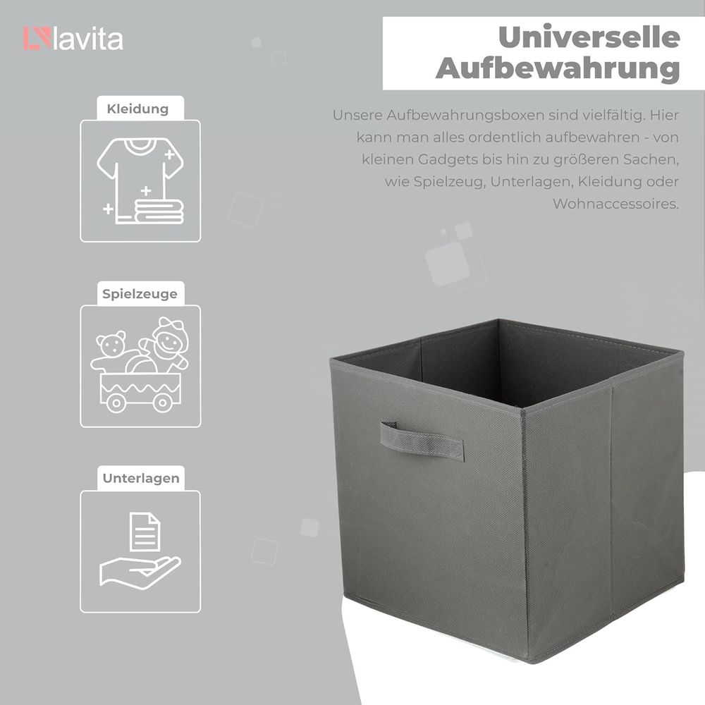 Lavita Storage Box | faltbare Aufbewahrung Boxen 31 x 31 x 31 cm | Schubladen-Organizer Box| Ordnungssysteme für Kleidung | Kleideraufbewahrung & Organisation | dunkelgrau | 6 stück