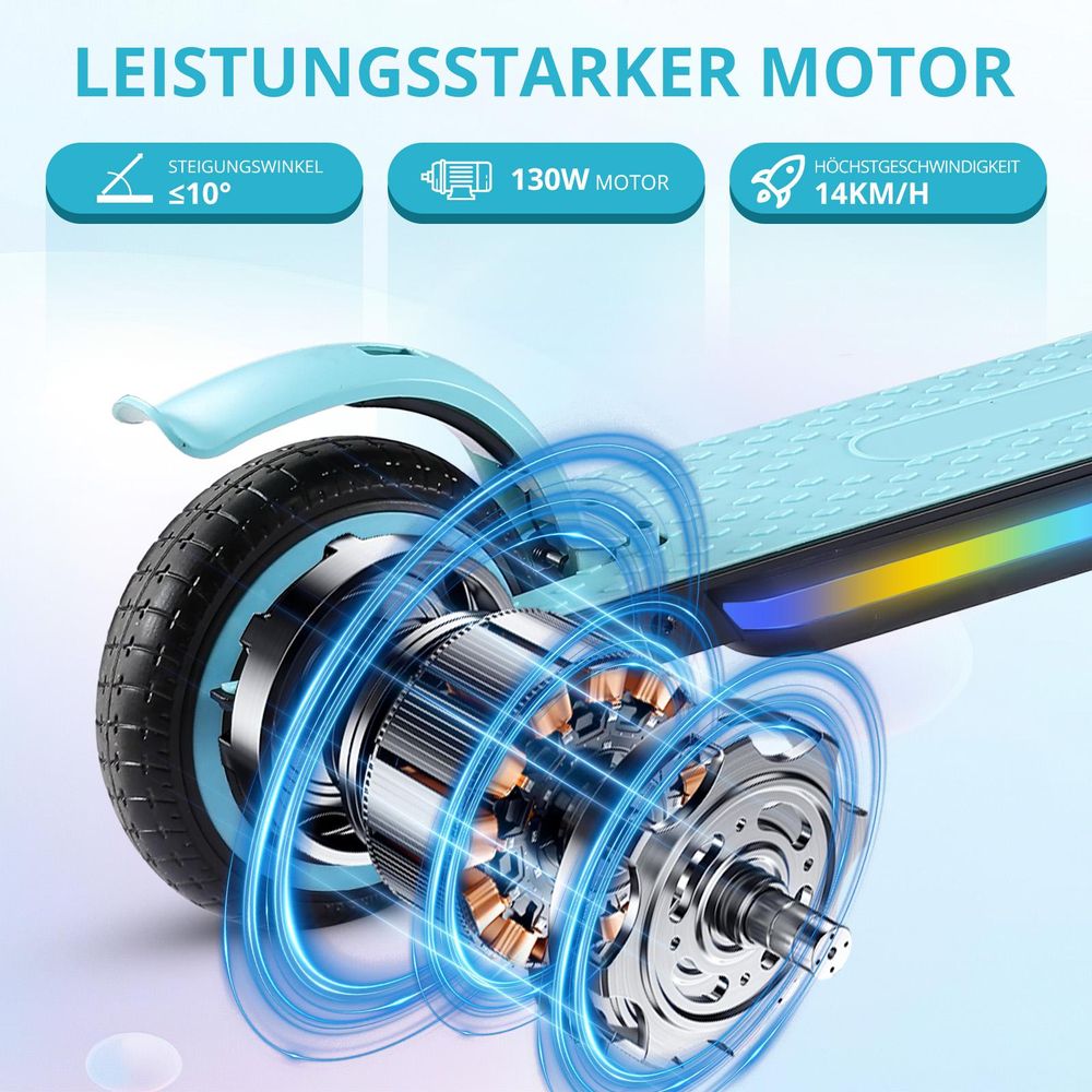 Elektroscooter S2 Blau Elektro Roller Für Kinder mit LED-Lichtern, Klappbar Elektroroller Für Kinder 6-12 Jahren, 130W, E Roller Kinder Geschenk