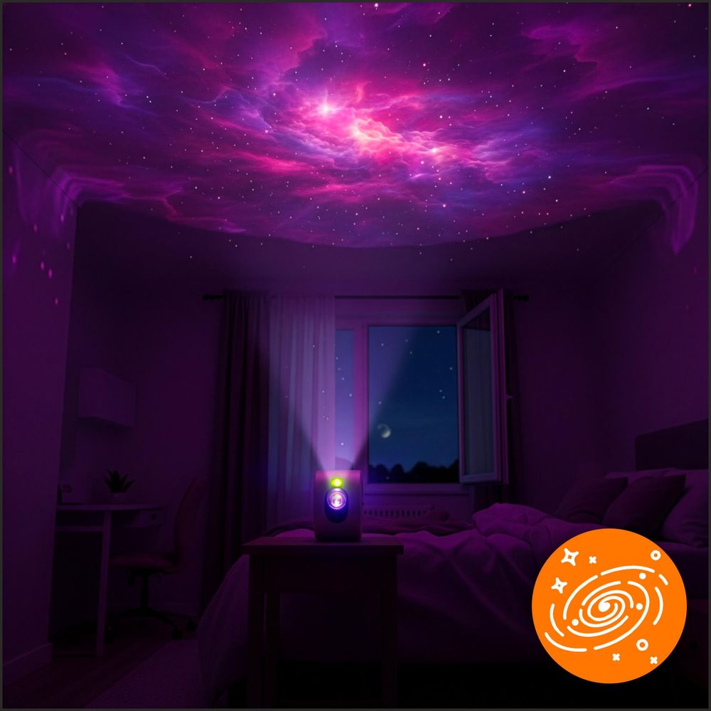 LED Sternenprojektor Galaxy Star, 3D Nachtlicht Beamer mit Fernbedienung, Sternenhimmel Projektor für Kinder & Schlafzimmer, EVI TECH GalaxyStar 2.1