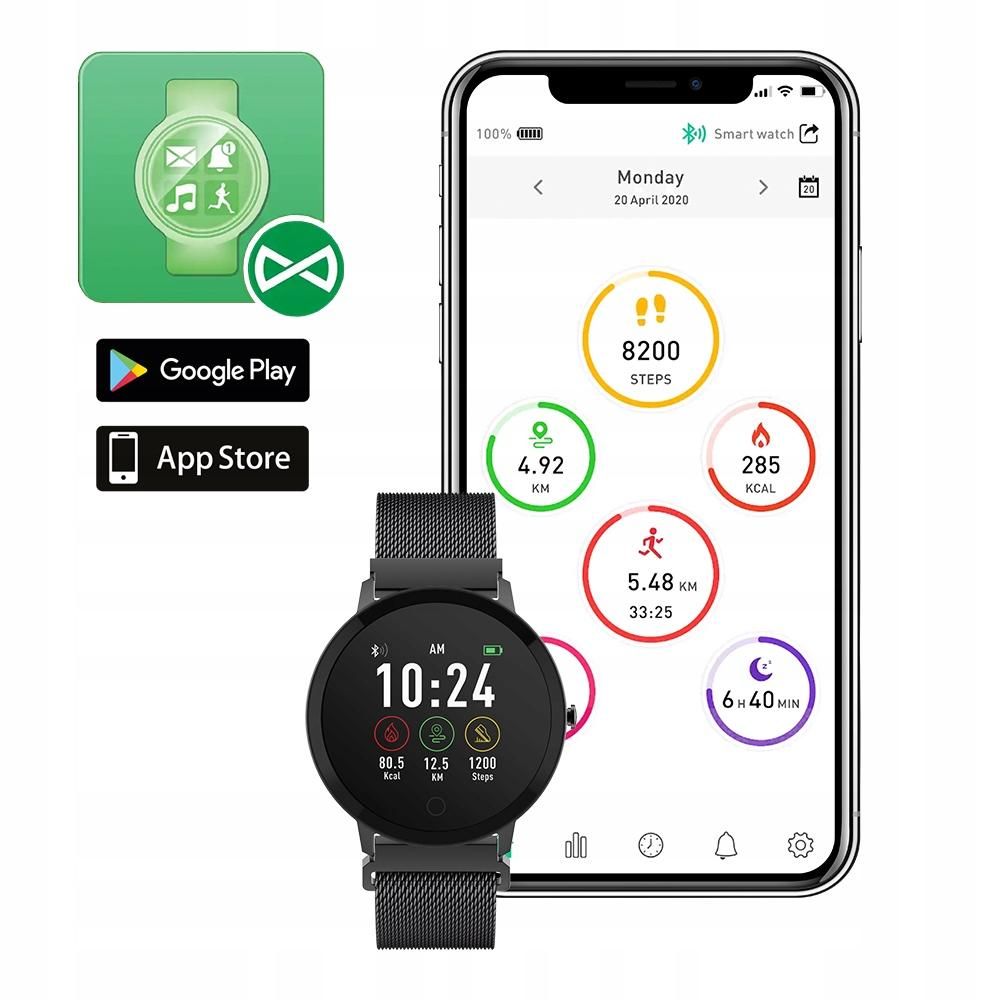 Forever Active Smartwatch  SB-320, Farbe: Schwarz