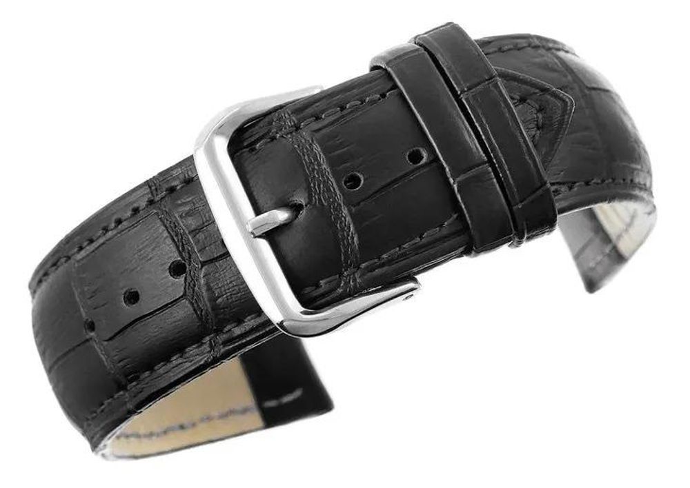 Lederarmband Für Smartwatch 20Mm Universal Schwarz + Federsteg