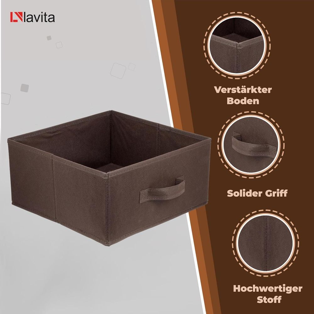 Lavita Storage Box | faltbare Aufbewahrung Boxen 31 x 31 x 15 cm | Schubladen-Organizer Box| Ordnungssysteme für Kleidung | Kleideraufbewahrung & Organisation | dunkelbraun | 1 stück