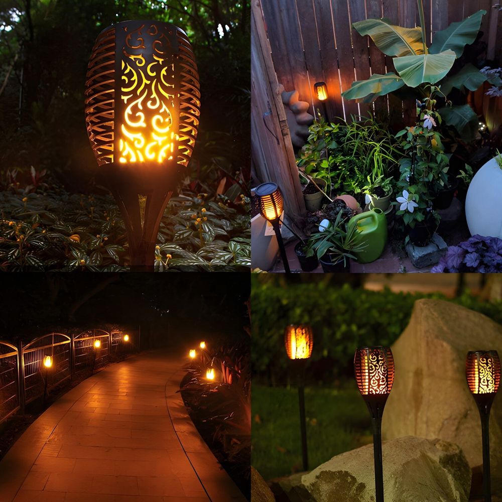 Solarleuchten Garten 8 Stück LED Solar Fackel Gartenfackeln mit Realistischer Flammeneffekt IP65 Solarlampen für Außen Garten Retoo