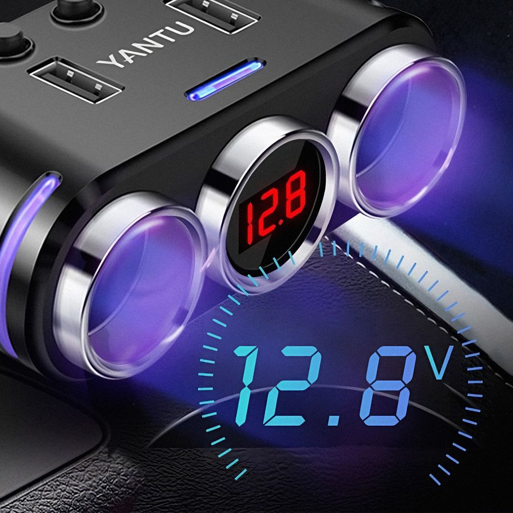 KFZ Auto 3 Steckdose Zigarettenanzünder Verteiler Adapter LED USB Ladegerät USB-Ladegerätadapter für Auto 100W 12V/24V Retoo