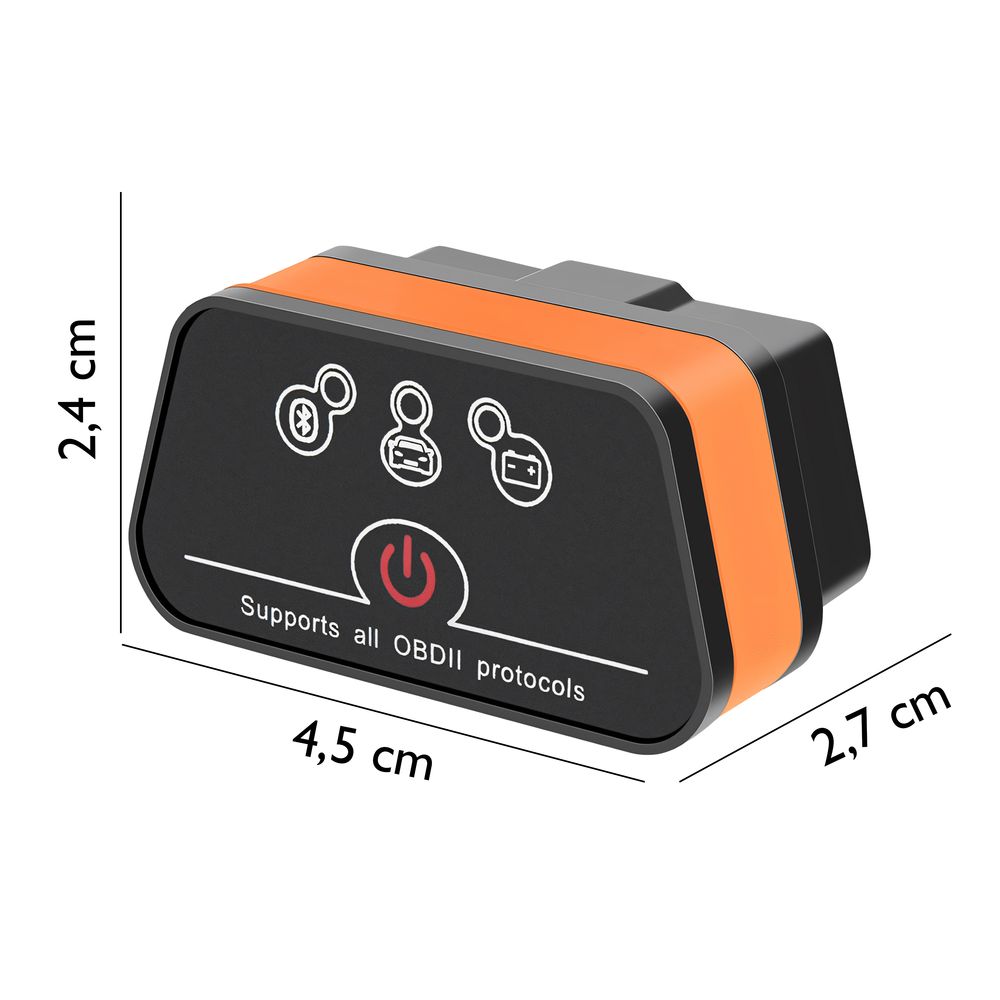OBD2 Diagnosegerät mit Bluetooth & Auslesegerät – ELM327 v2.2 Fehlercodeleser für Motor, Getriebe, ABS & SRS, Echtzeitdaten Alle KFZ Retoo
